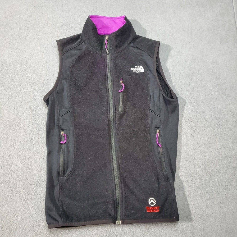 The North Face Vest Womens Fleece Medium Black Purple Lined Summit Series